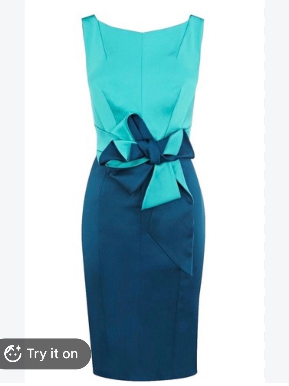 Karen Millen Teal and Navy Bow Sheath Dress